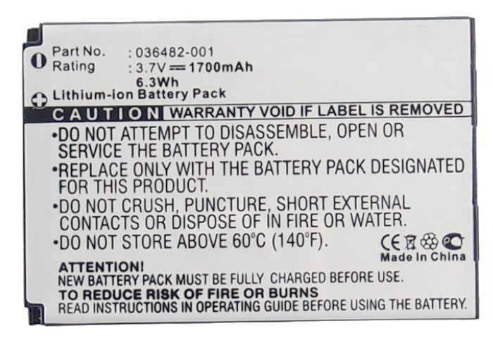 Batteries N Accessories BNA-WB-L7415 Thermal Electric Battery - Li-Ion, 3.7V, 1700 mAh, Ultra High Capacity Battery - Replacement for Columbia 036481-001 Battery